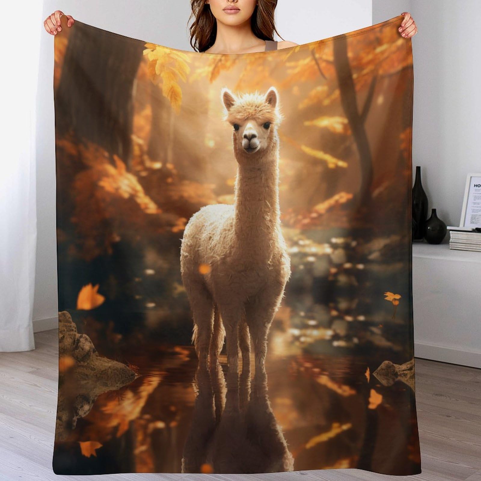 Manta de franela de alpaca extrasuave de 130 x 150 cm para todo el año