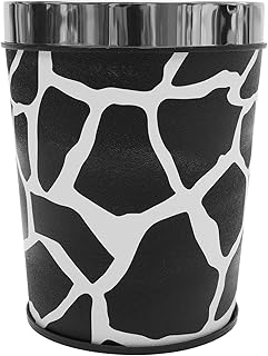 Luxshiny Round Garbage Can with Lid Office Waste Trash Can Waste Bin Bathroom Small Waste Paper Bucket for Home(Cow Print)