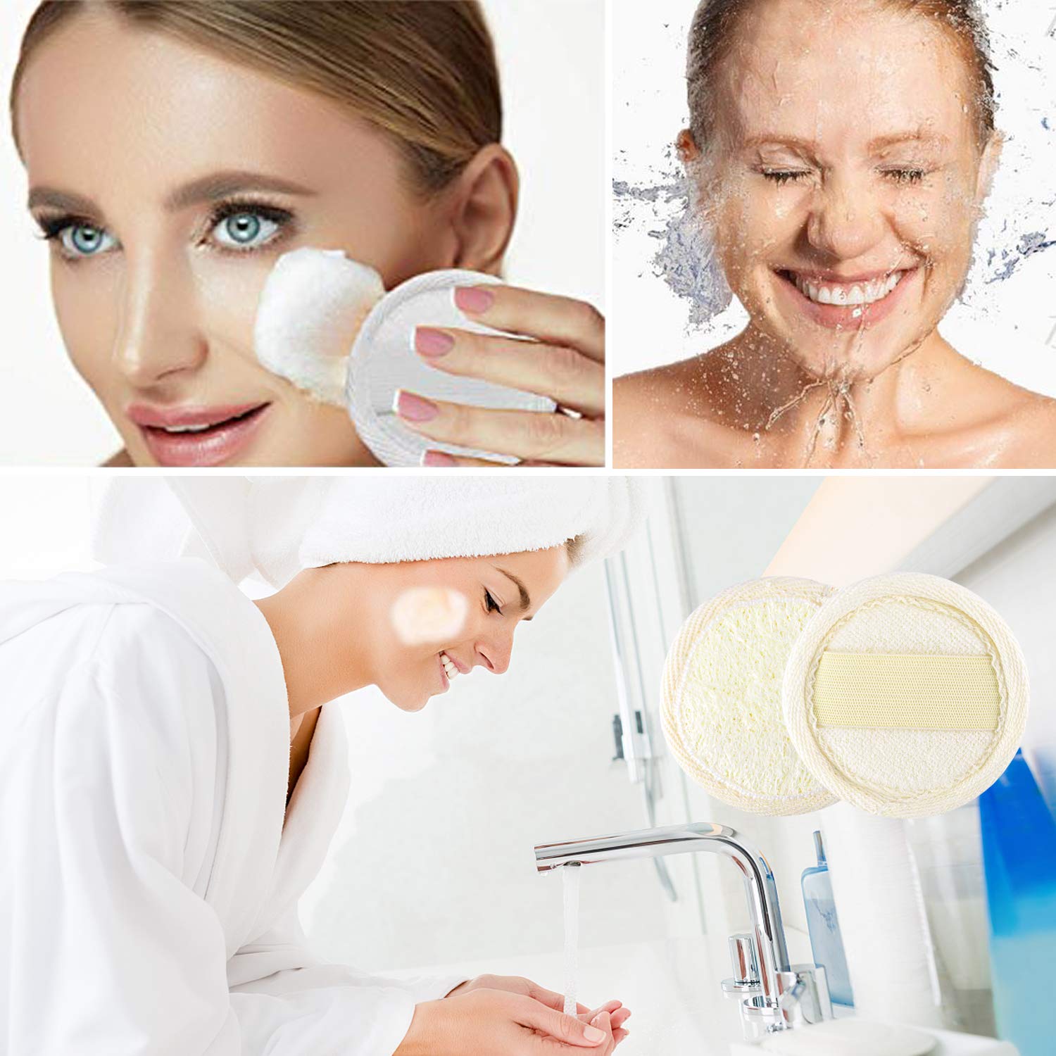 Luffa-Schwämme, Set mit 5 Packungen, Peeling, Luffa, Gesichtsreinigung, 1 Packung große Peeling-Dusche/Bad/Luffa, Körperschrubber für Männer und Frauen (100% natürlich)