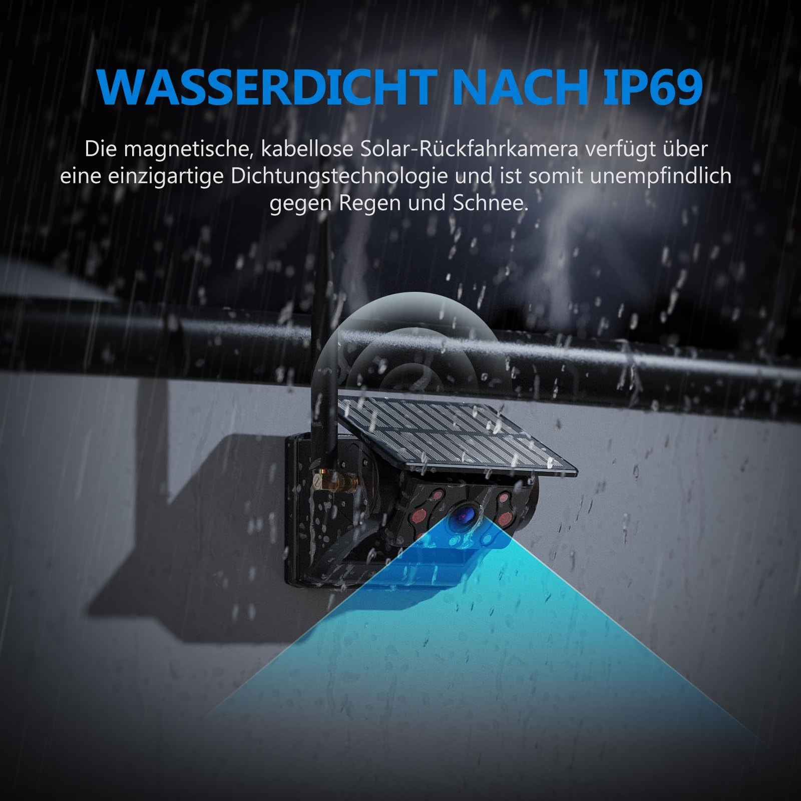 eRapta Magnetisch Solar Rückfahrkamera Kabellos mit 7" 1080P Touchscreen Monitor: 12000mAh Akku, 1 Min DIY Installation, IP69K Wasserdicht Rückfahrkameras für Wohnmobil Wohnwagen Anhänger LKW