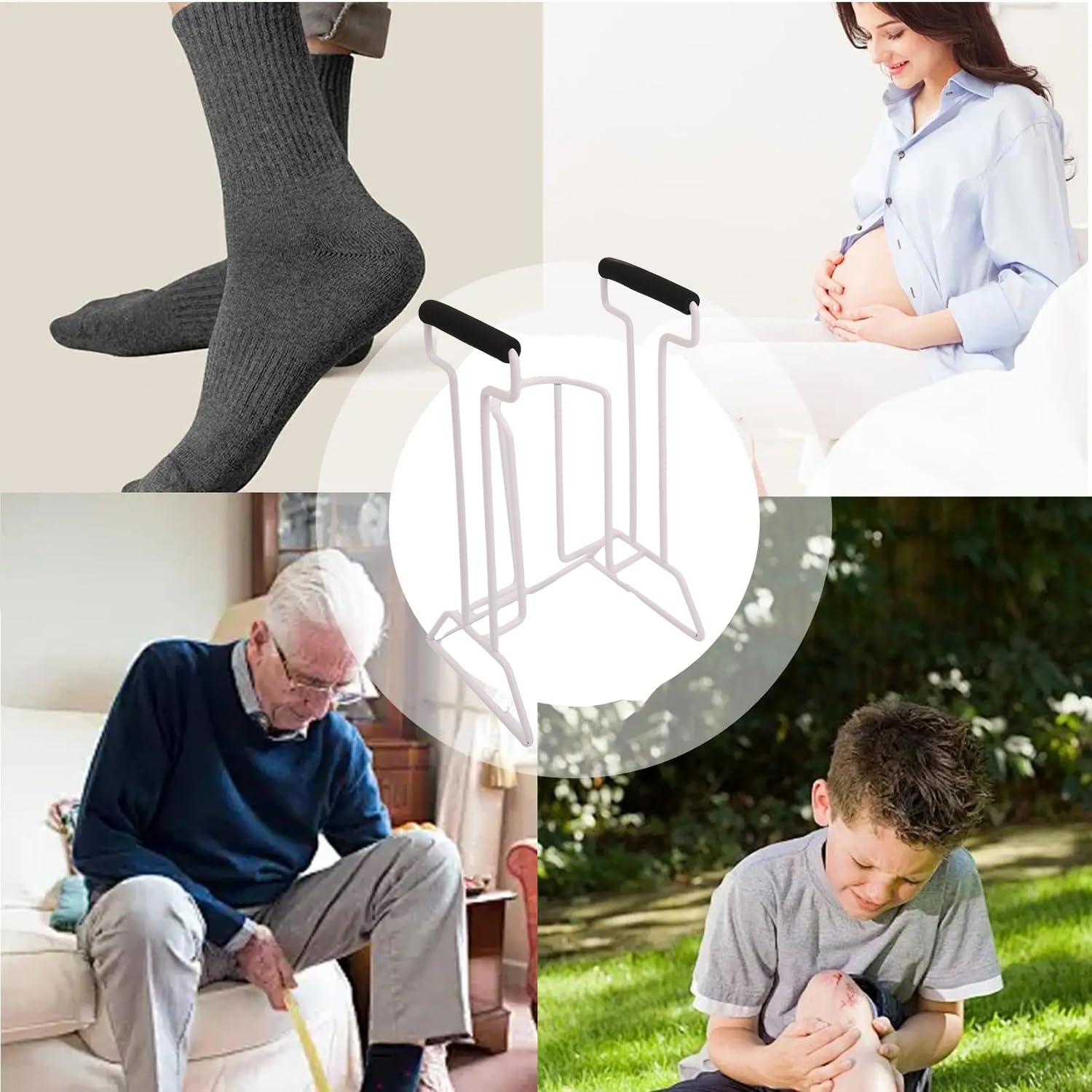 Infila Calze Per Anziani,Infila Calze,Infila Calze In Acciaio Per Anziani Facile Da Usare - Infila Calze Elastiche Compressive Per Anziani,Adatto a Donne In Gravidanza,Con Mobilità Ridotta