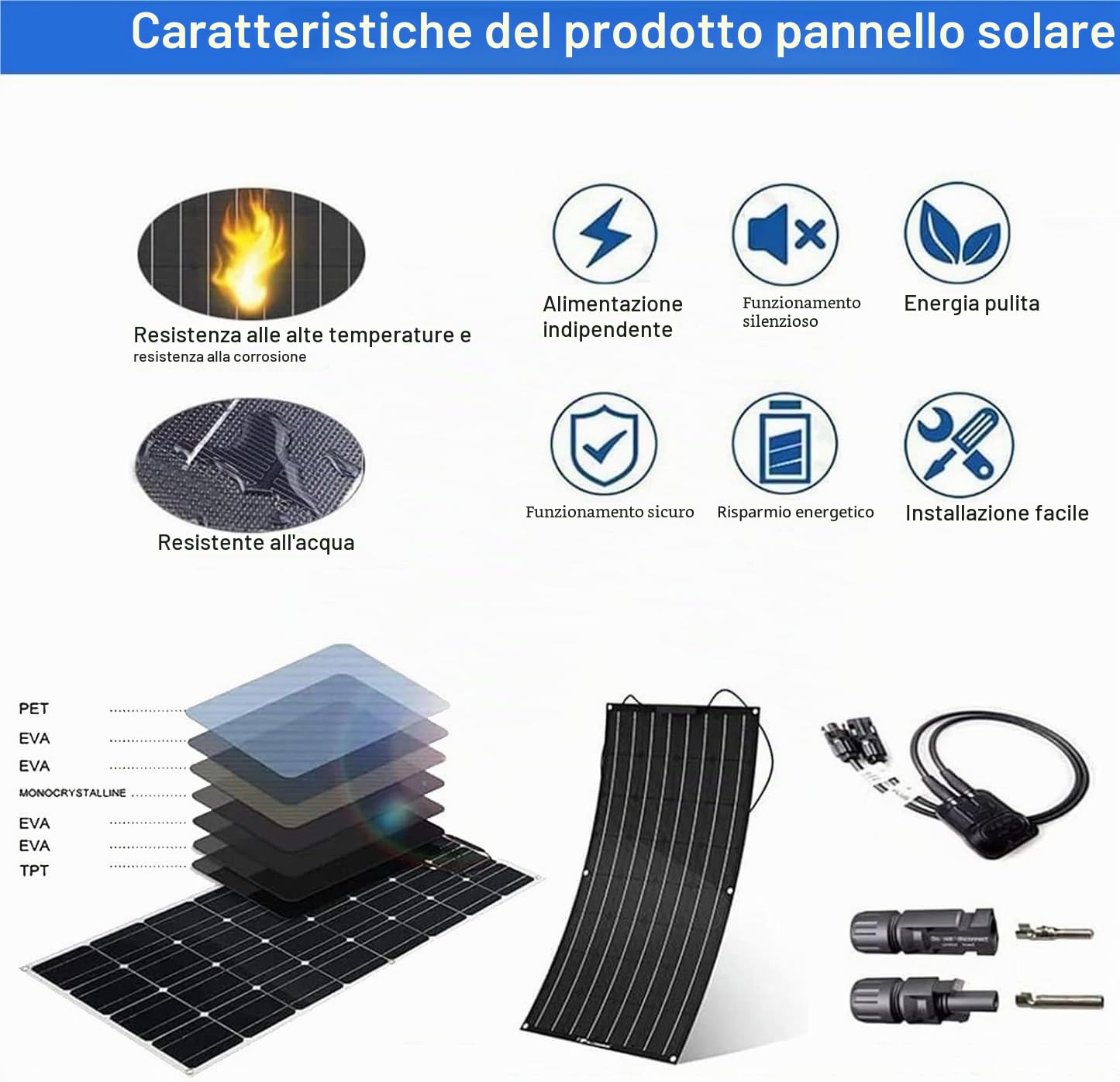 Pannello solare morbido 400W 600W 800W 1200W monoristallino pannello fotovoltaico, leggero impermeabile per yacht, veicoli ricreativi, tetto, batterie(400W)