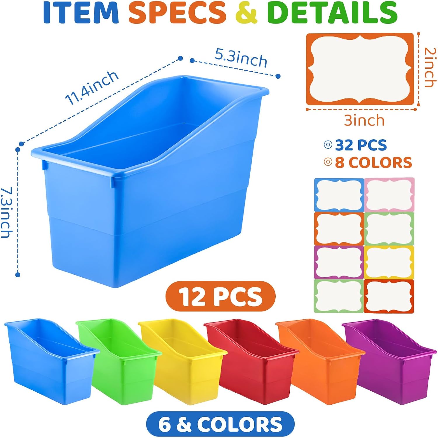 12 Pack Overlapping Classroom Storage Bins, Durable Magazine Organizer image 3