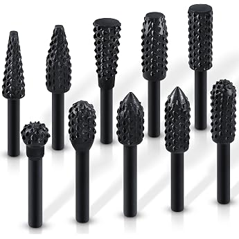 asnomy pack of 10 wood rasp rasp set files wood drill bit cutter set drill shank tool wood carving ball cutter cylinder milling cutter cone cutter