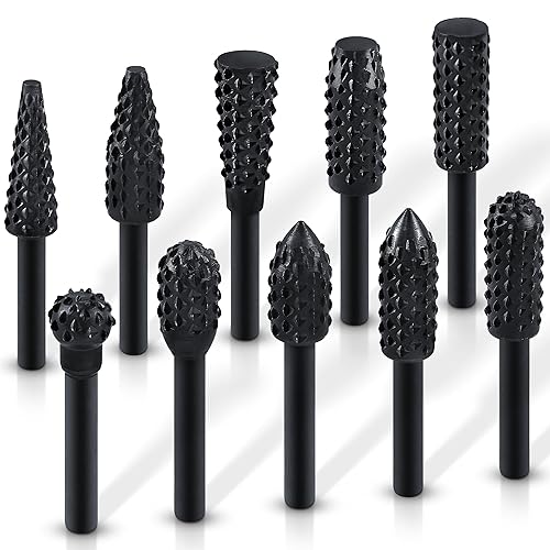 ASNOMY 10 brocas para carpintería, para tallar madera, brocas para escofina de 0.248 in, vástago de 1/4 pulgadas, herramientas eléctricas, para
