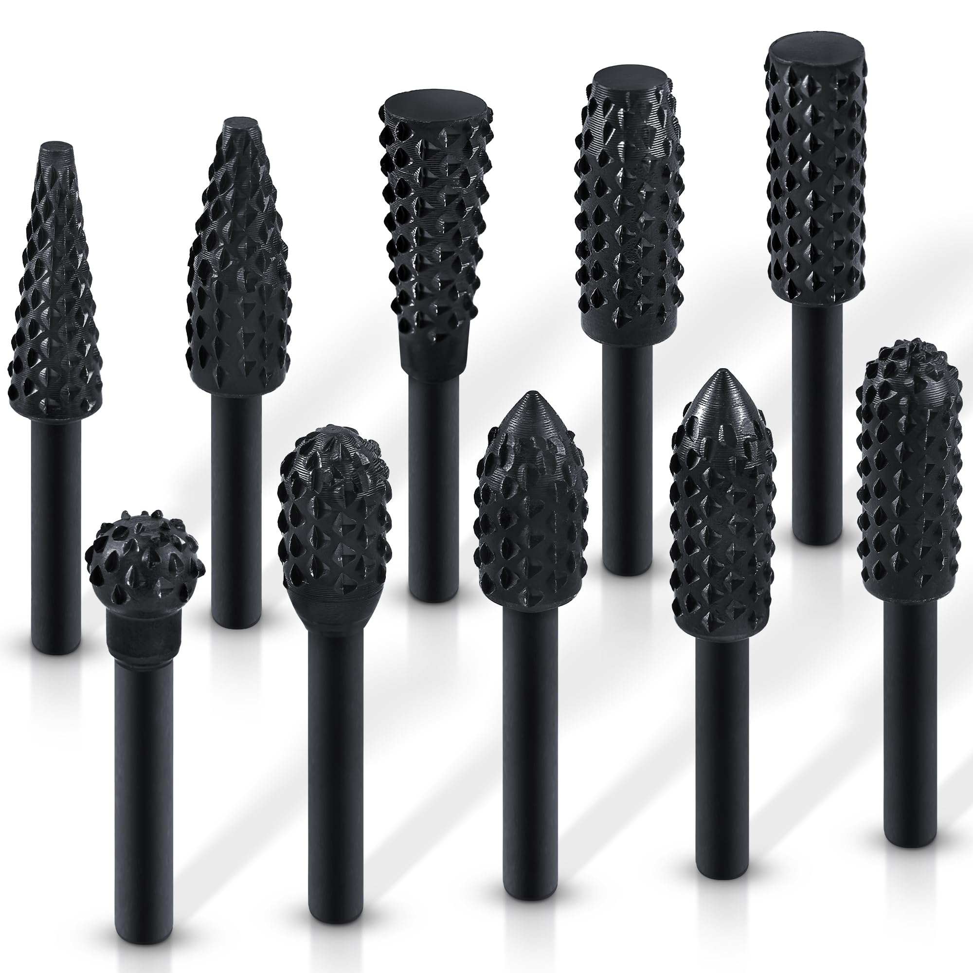ASNOMY 10PCS Woodworking Twist Drill Bits, Wood Carving File Rasp