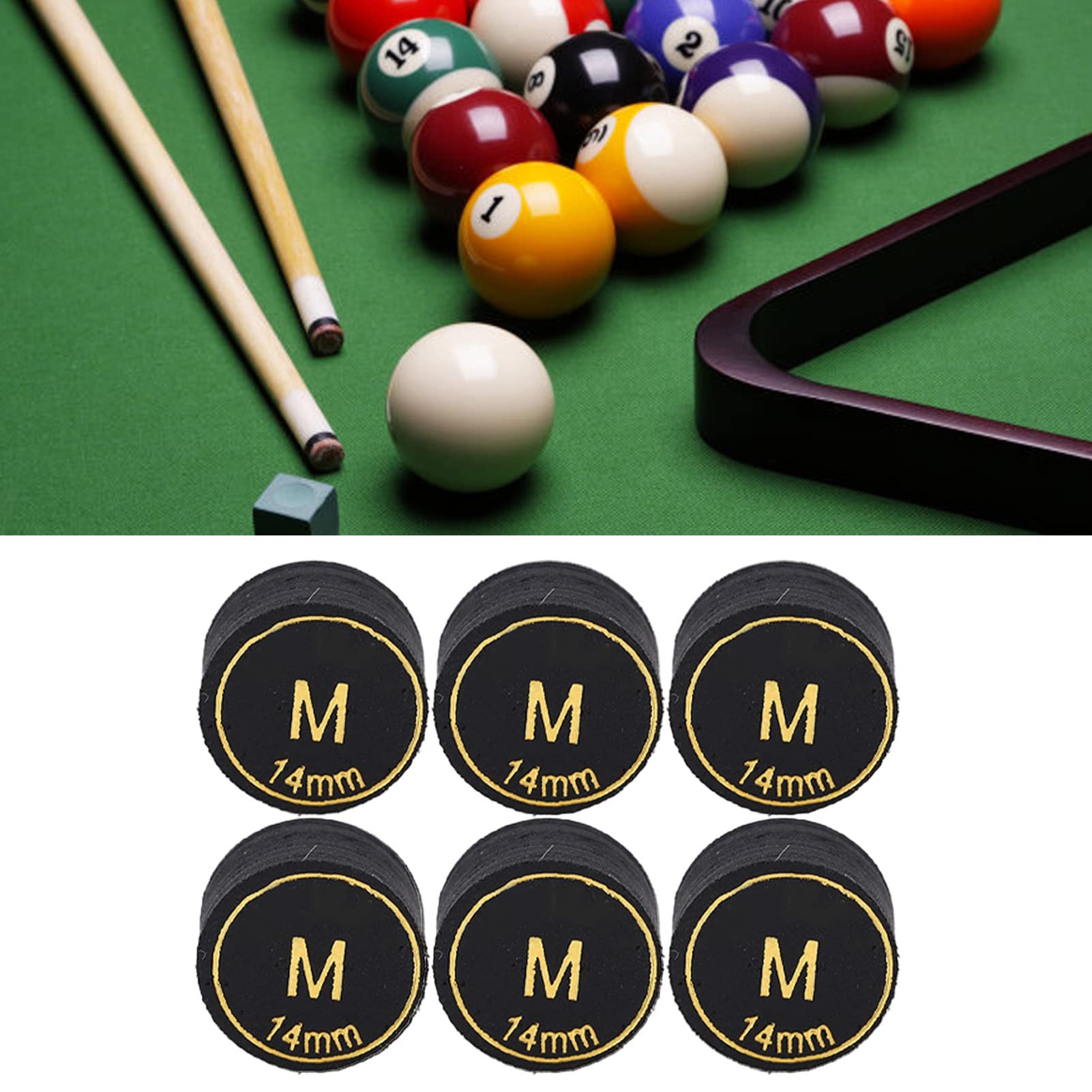 Keenso 6 Punte per Stecca da Biliardo da 14 Mm, Punte per Stecca da Biliardo di Ricambio per Stecche da Biliardo e Snooker (M)