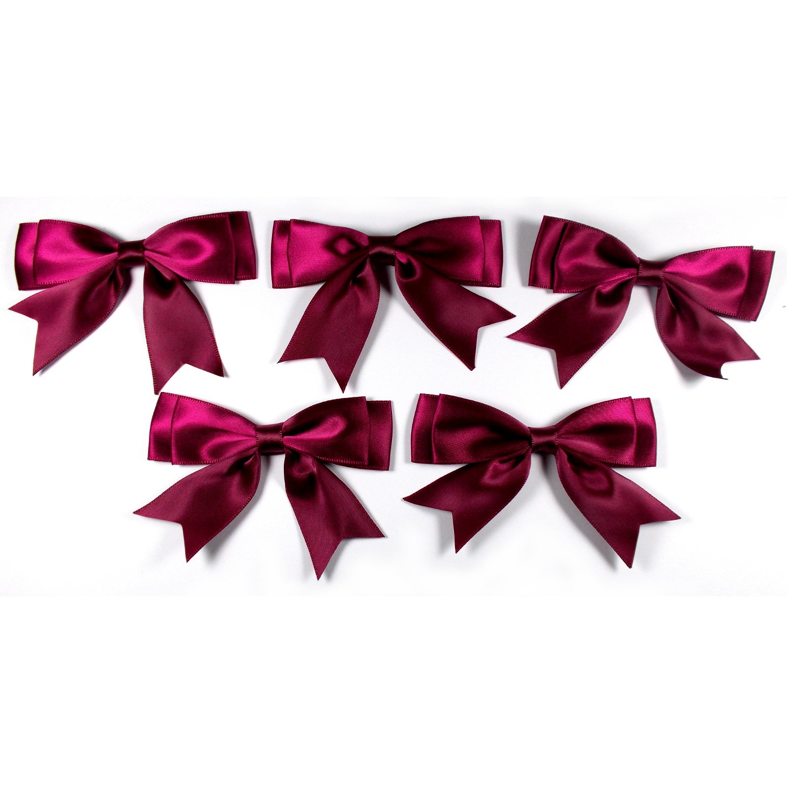 Large Satin Ribbon Double Bows 8cm Wide Pack of 5 (Burgundy)