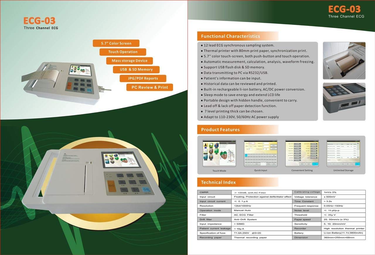 RAINBOW MEDIMART Carditabs 3 Channel ECG Machine with Touch Screen 3