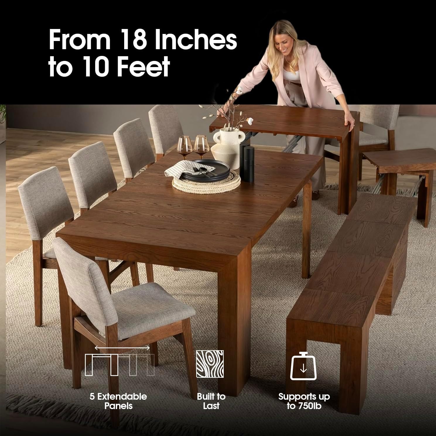 Transformer Table Expandable Dining Table