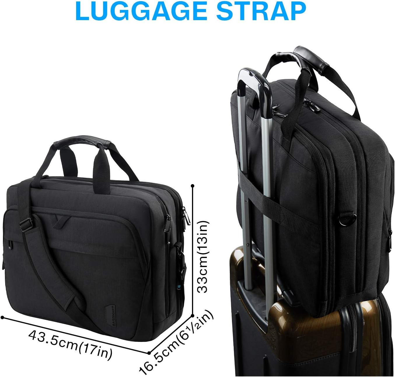 Product Deal 17.3 Inch Laptop Bag,BAGSMART Expandable Briefcase,Computer Bag Men Women,Laptop Shoulder Bag,Work Bag Business Travel Office,Lockable,Black
