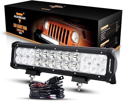 Auxbeam 12 Inch LED Light Bar with Wiring Harness 72W 7200lm Light Bar Combo Beams 24pcs 3W Led Chips Waterproof Led Work Light for Truck Pickup Jeep SUV ATV UTV