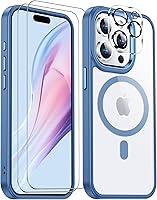 Vista 1 de Temdan Funda magnética transparente para iPhone 15 Pro Max, compatible con Magsafe, 2 protectores de pantalla de vidrio + protector de lente