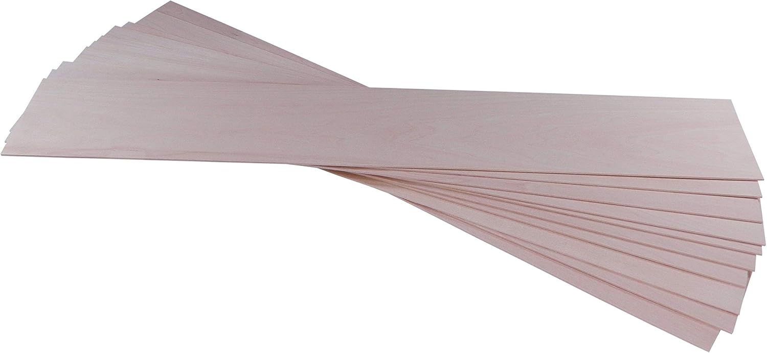 Guillow Basswood Hobby Wood Strips, 1/16"" x 4"" x 24