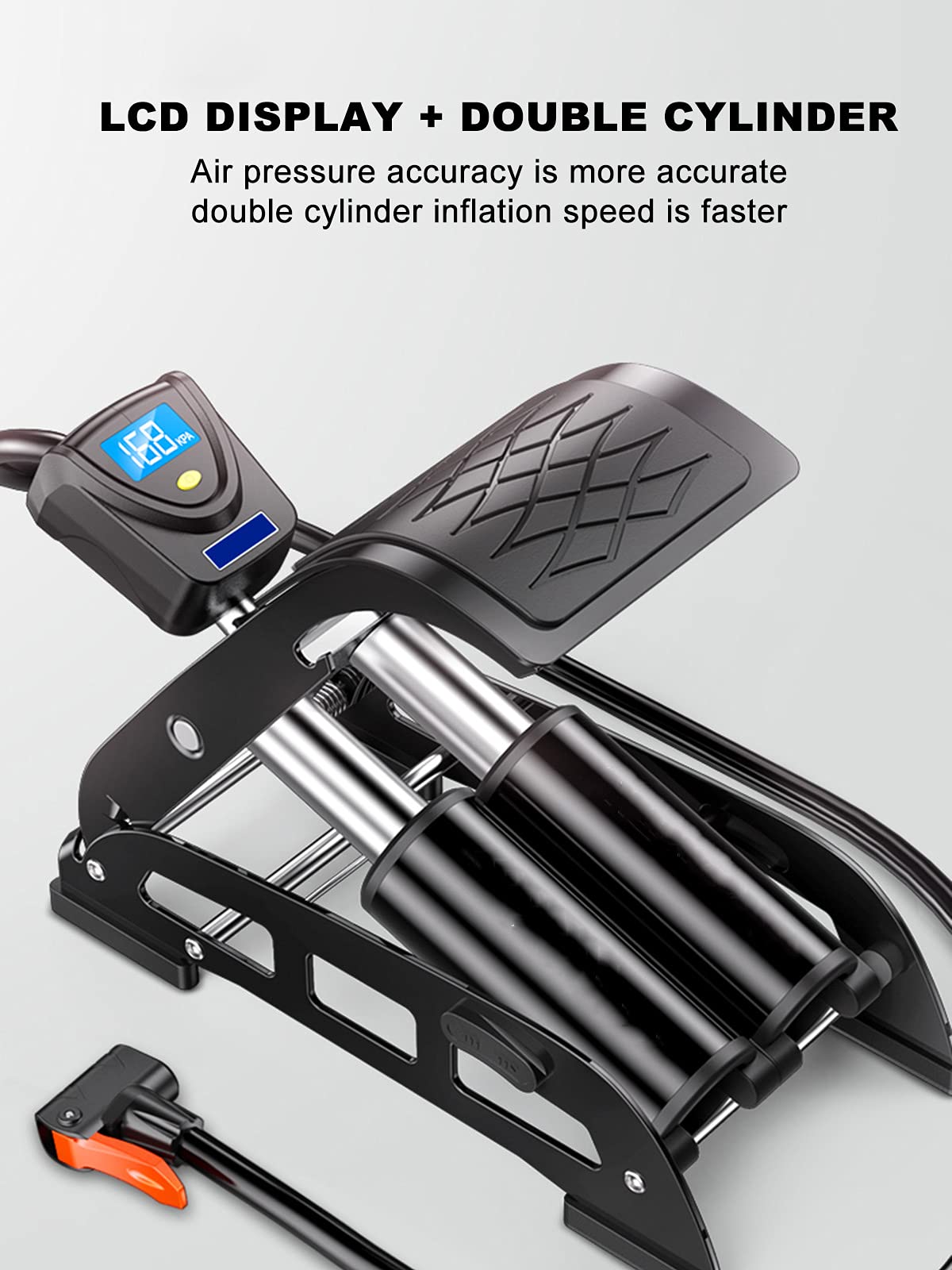 TIM-LI Pompe À Pied De Vélo 160 PSI, Pompe De Gonflage De Pompe À Air Portable avec Manomètre pour Vélo, Moto, Voiture, Balle,Noir
