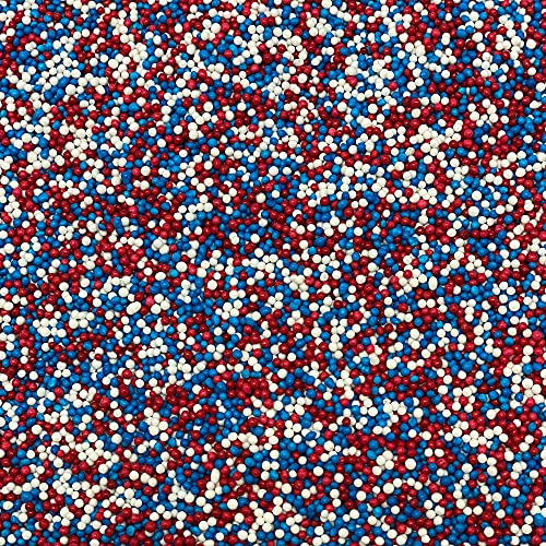 4th of July Nonpareil Sprinkles for Decorating Cupcakes, Cakes, Cookies, and Ice Cream! Red White and Blue Patriotic 4th July Independence Day Sprinkles Made in America (4 oz)