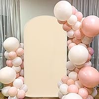 Vista 4 de MODFUNS Cubierta de Arco de Boda de 6 pies Beige de Spandex Cubiertas de Arco Chiara Cubierta de Telón de Fondo de Arco para Cubiertas de Arco Telón
