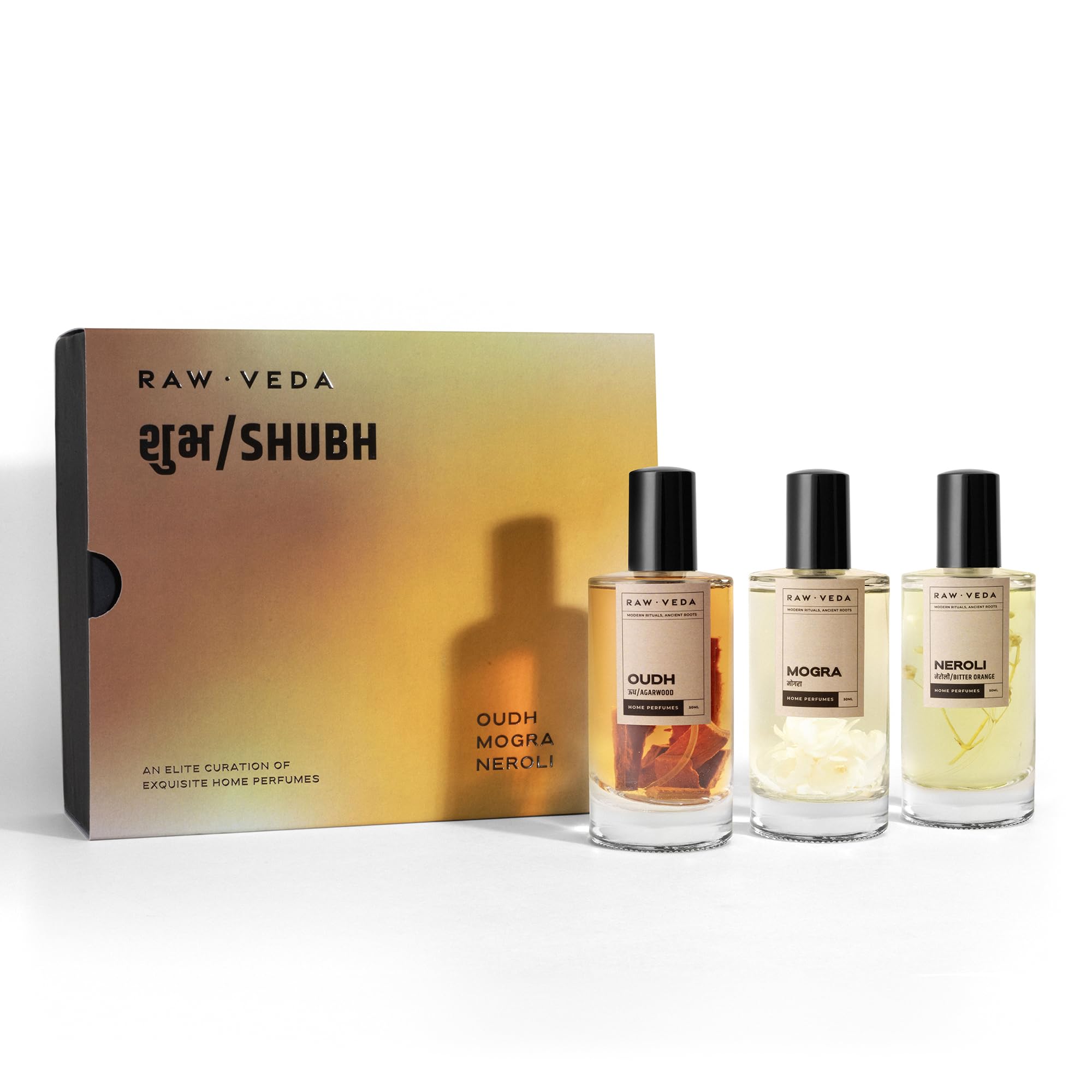 Shubh - The Auspicious Box | Luxury Air Freshener Gift Set | 3X50ml | Oudh + Neroli + Mogra Room Sprays | Made with 100% Natural Essential Oils-image-33