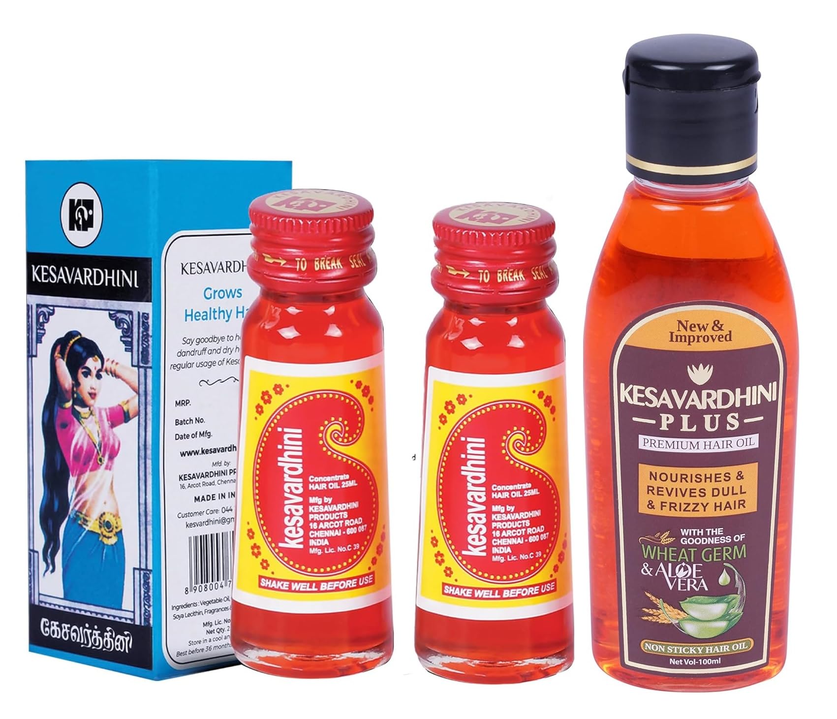 Kesavardhini Concentrate (pack of 2) and Kesavardhini (Plus 1) Hair oil