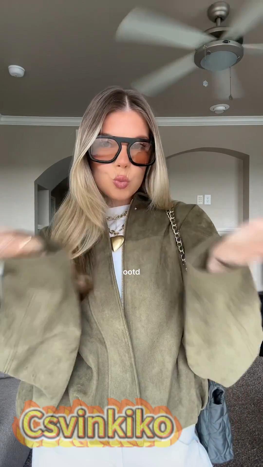 Amazon.com: Csvinkiko Women's Faux Suede Bomber Jacket Oversized