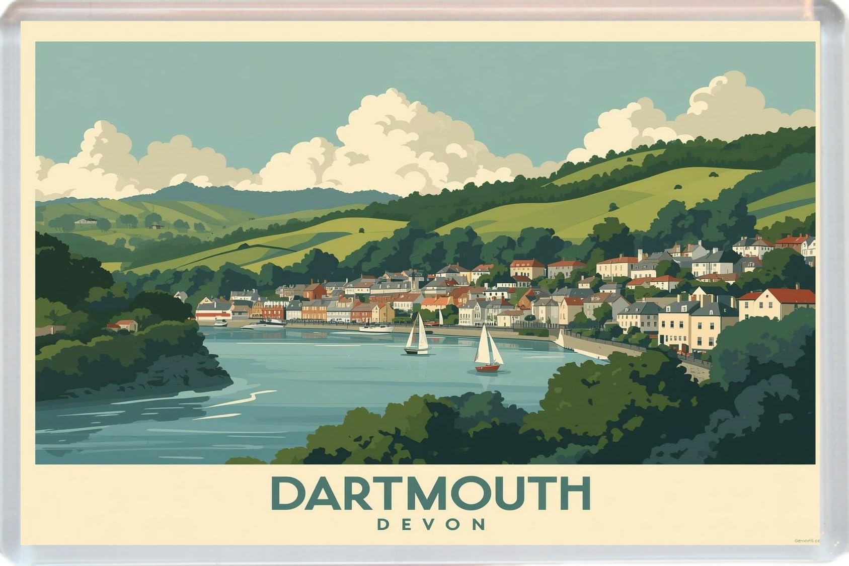 Baked Bean Store Multicolor Dartmouth - Devon - Jumbo Artistic Fridge Magnet 96 X 67Mm Bbsfhm3517