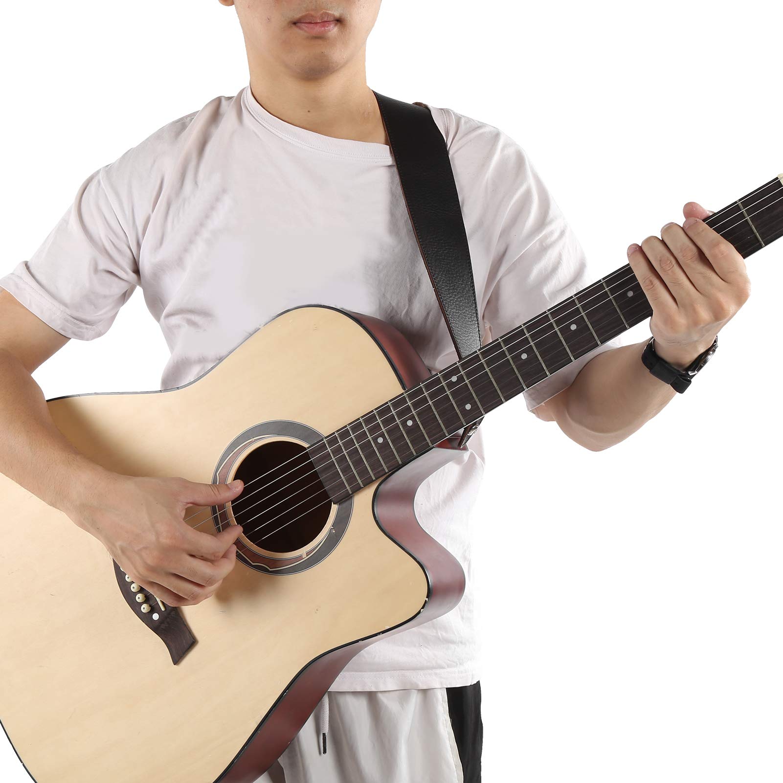 Tracolla per chitarra in pelle imbottita marrone, GS61