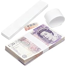 100PCS Money Bands for Notes UK, 19.2x2.9cm Self-Adhesive Cash Straps, Blank White Currency Bands for GBP EUR USD, Bank Note Wrappers for Organizing Cash