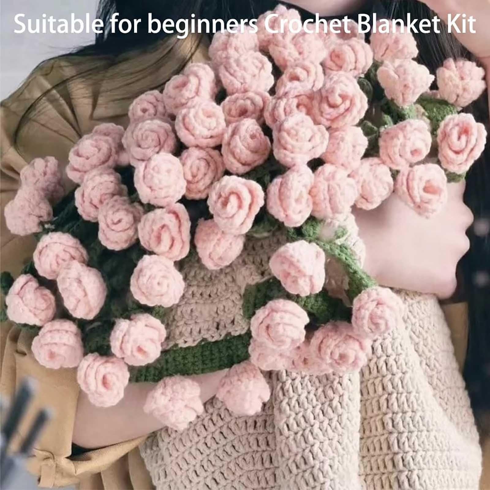 Amazon.co.jp: かぎ針編みの花 バラの花束 ブランケット 手作りキット