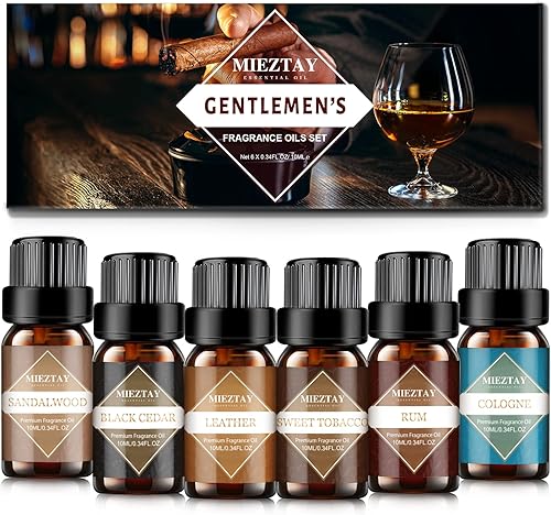 Juego de aceites esenciales para hombre TOP 6 aceites aromáticos para caballeros para difusor velas y fabricación de jabón sándalo colonia cedro