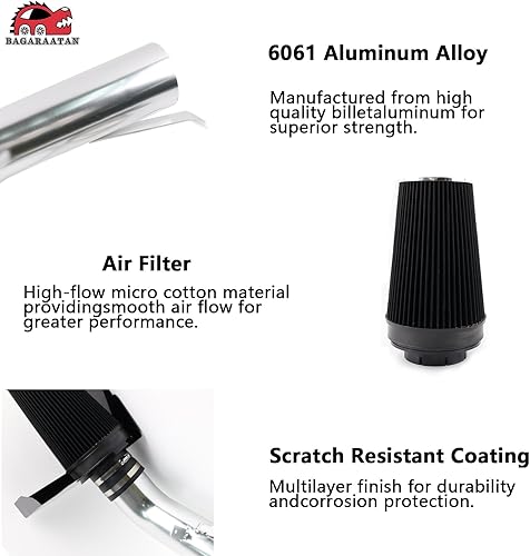 Miniatura 4 de Sistema de admisión de aire frío de 4 pulgadas con escudo térmico para ChevyGMC V8 1999-2006 4.8L 5.3L 6.0L Silverado 150025003500 - Kit de filtro