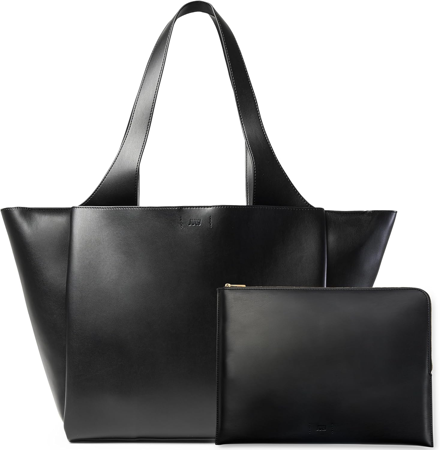 Juliette Soft Large Tote - Tote Bag for Women with Laptop Sleeve, Detachable Crossbody Strap, Pass-Through Band, Drink Bottle Holder, Modern Tote Bag for Work, Travel, 22L - Black