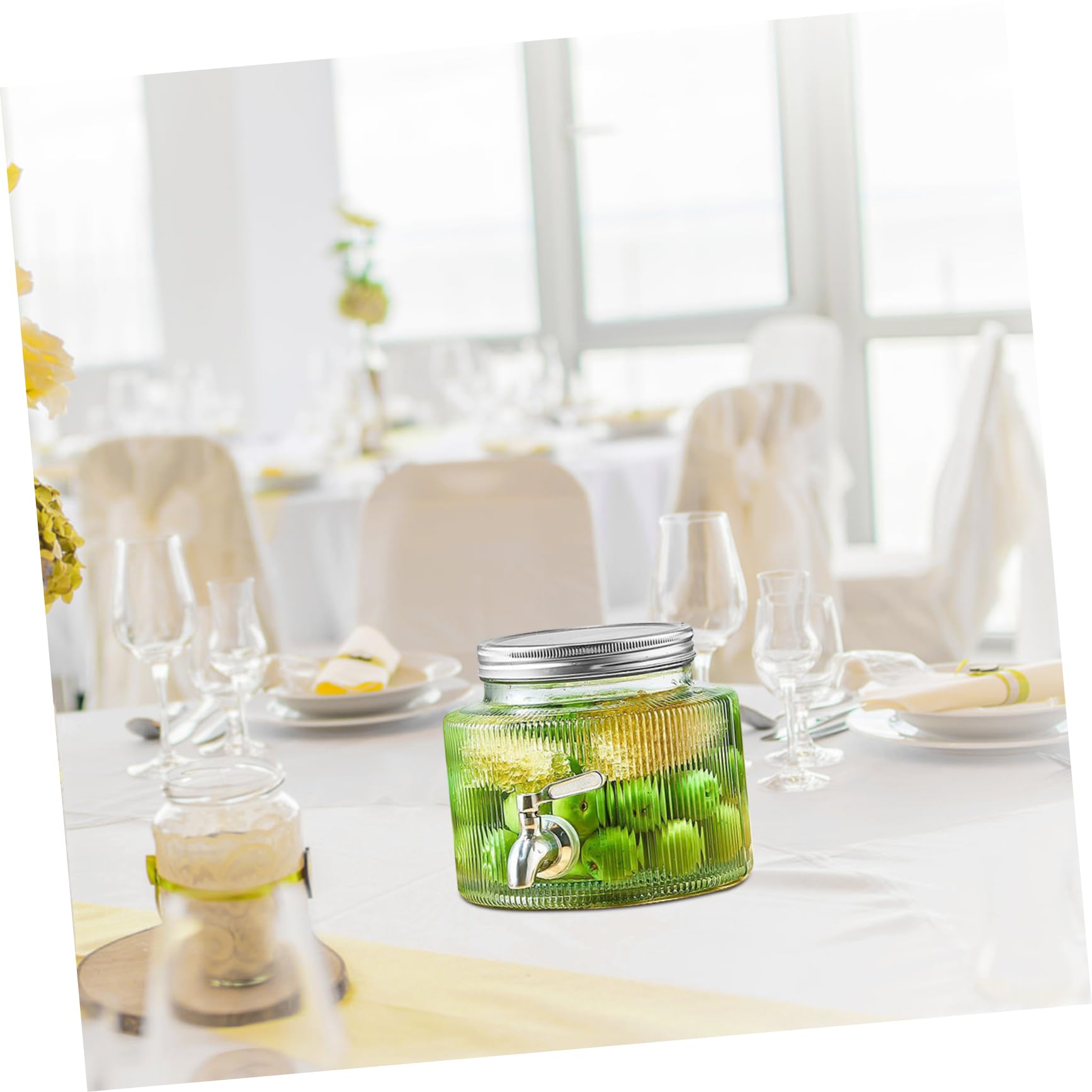 PartyKindom Dispensador de Bebidas y Diseño Único con Grifo de Vidrio 2,8l con Tapa Sellada Adecuado para Agua, Té Helado y Limonada en Reuniones y Fiestas