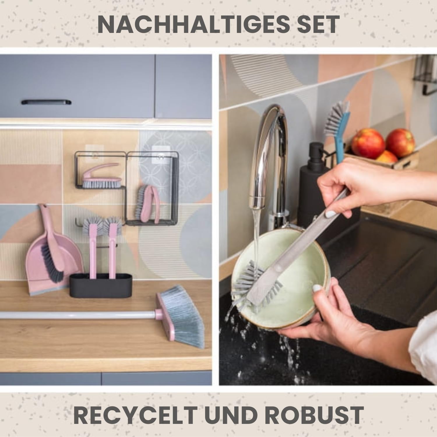 YORK Restart szczotka do naczyń – szczotka do mycia naczyń z wytrzymałym włosiem – idealnie nadaje się jako szczotka kuchenna – szczotka do mycia naczyń (taupe)