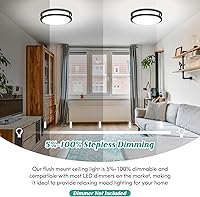 Vista 5 de Flush Mount Ceiling Light Black, 30W 4000Lm 5CCT Dimmable LED Ceiling Light Fixture, 2700K/3000K/4000K/5000K/6500K Adjustable 10 Inch for Hallway