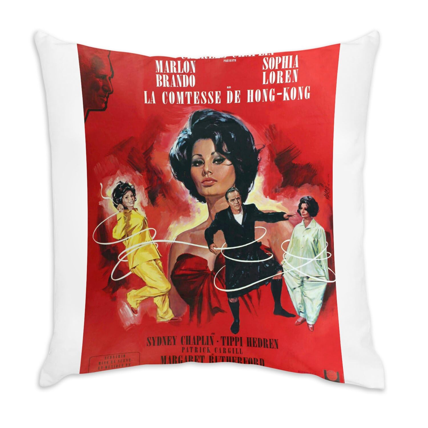 Coussin en Velours Blanc d'Exception - Impression Affiche Film Vintage 40x40 cm