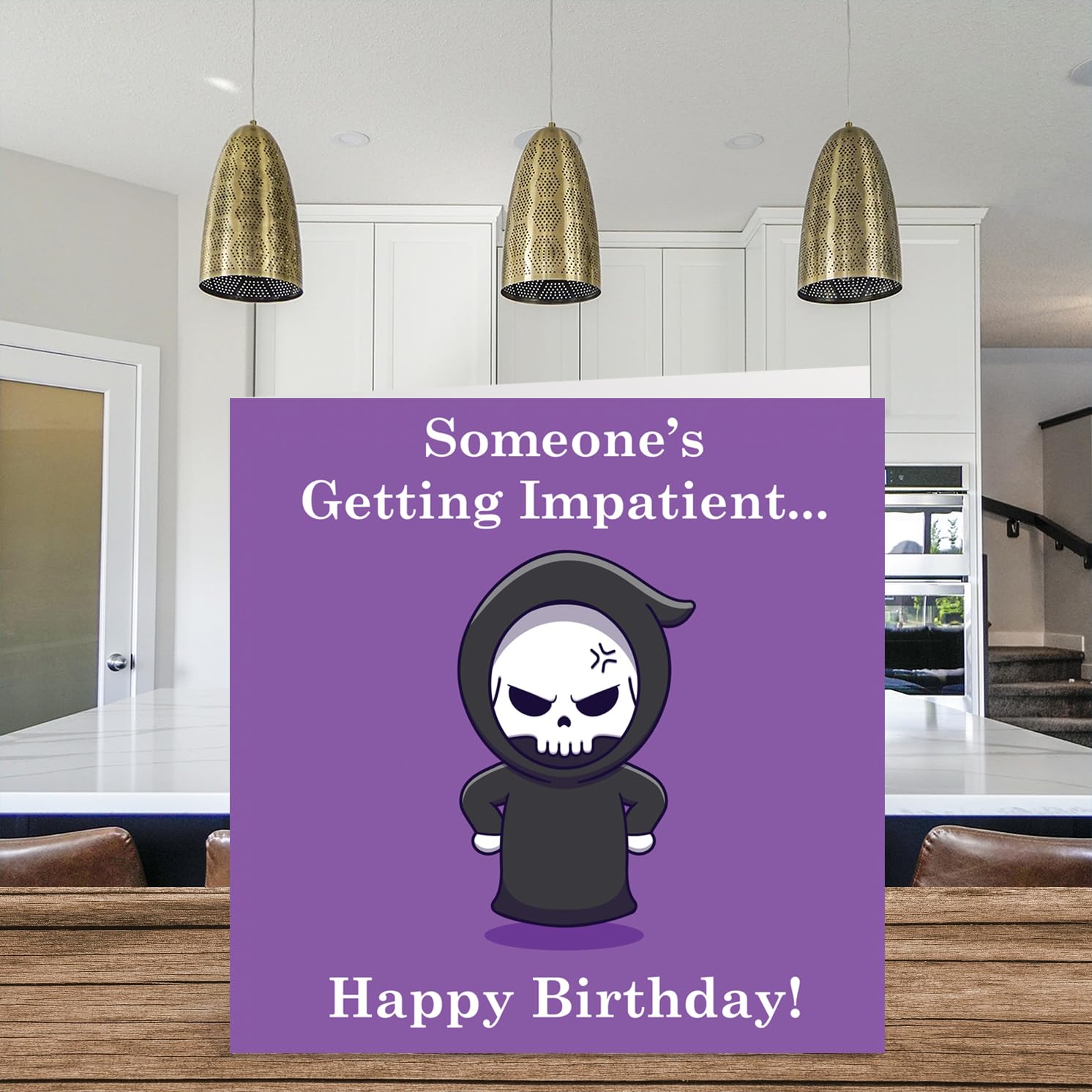 Funny Birthday Cards For Women Men - Reminder Cartoon Grim Reaper - Rude Happy Birthday Card For Mom Dad Brother Sister Son Daughter Grandma Grandpa, 5.7 X 5.7 Inch Joke Humor Banter