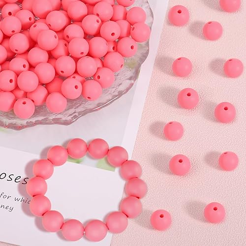 Miniatura 5 de 100 cuentas redondas de silicona, cuentas focales de silicona de goma de 0.472 pulgadas, cuentas sueltas a granel para llavero, pulsera, collar,
