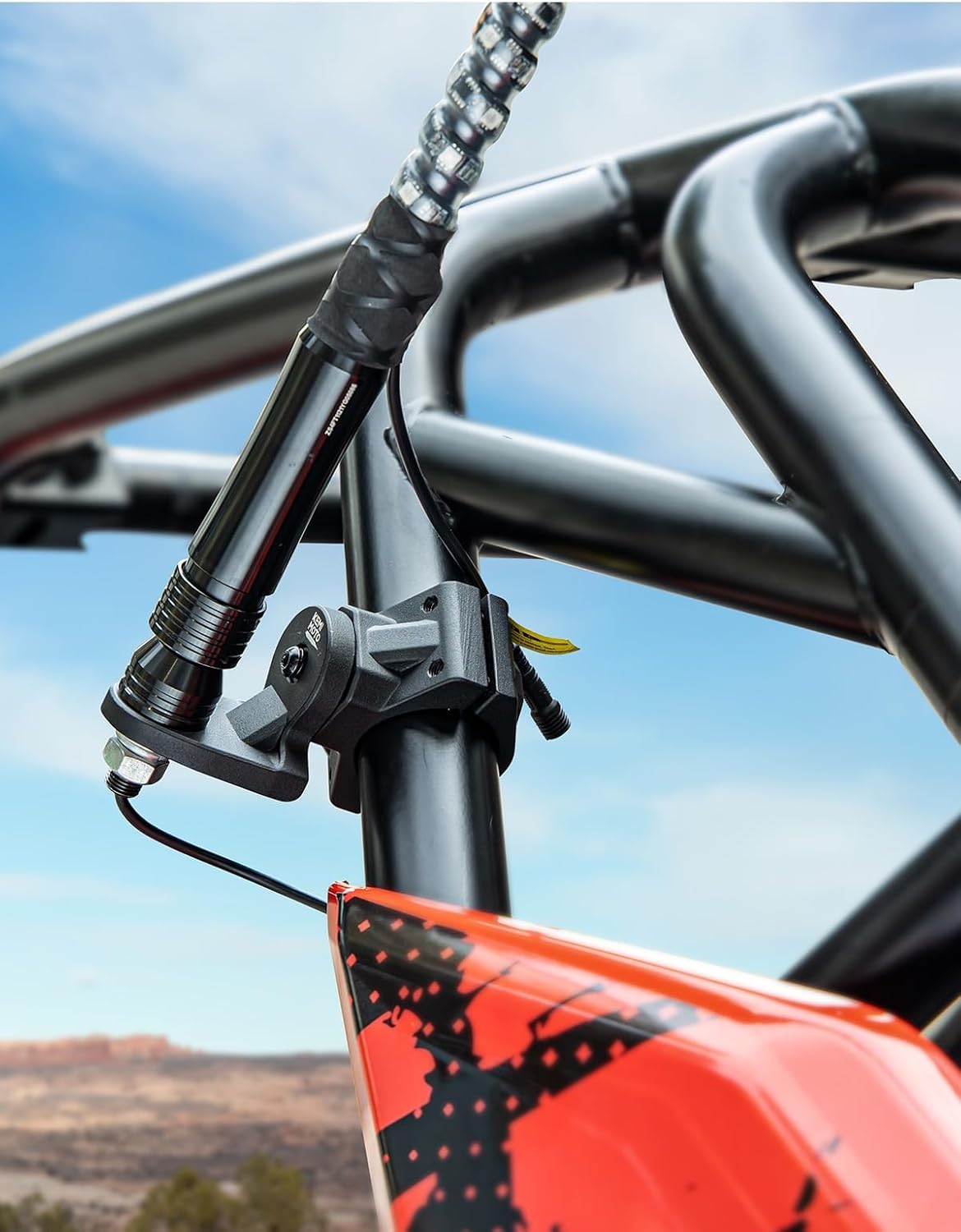 KEMIMOTO 2pc 3ft Whip Lights with Mounting Brackets for Side by Side, APP Control LED Whip Lights for UTV Offroad, Compatible with Polaris RZR Can-Am Maverick X3 for 1.75-2 inch Roll Bar Cage