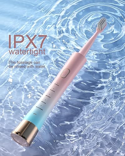 Vista 12 de Cepillo de dientes eléctrico sónico para adultos, cepillo de dientes sónico recargable por USB con 8 cabezales de cepillo, temporizador inteligente