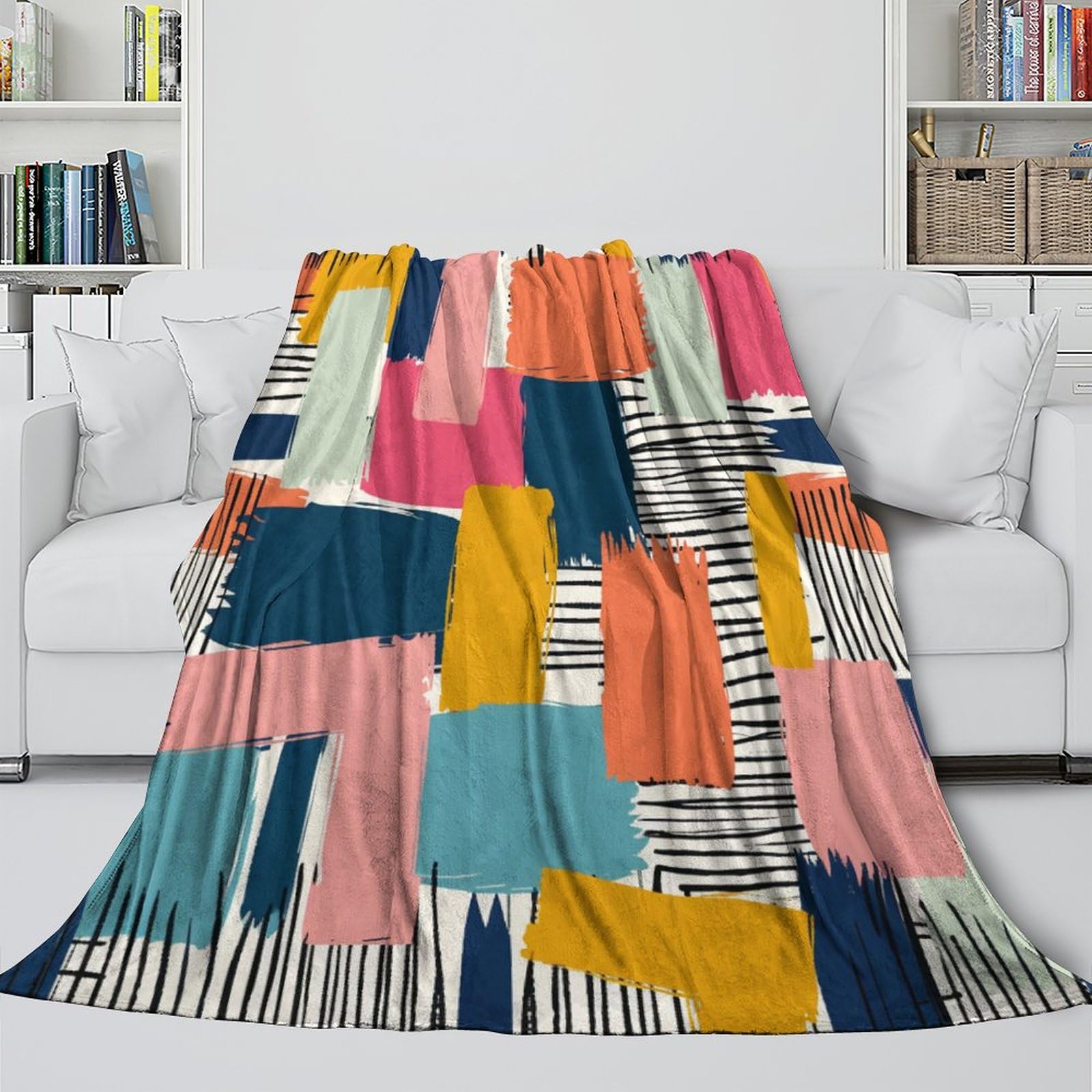 Coperta morbida in pile di flanella, motivo graffiti, regalo di compleanno per amici, famiglia, regalo di Natale per amici e partner, coperta natalizia per divano e letto, 150 x 200 cm