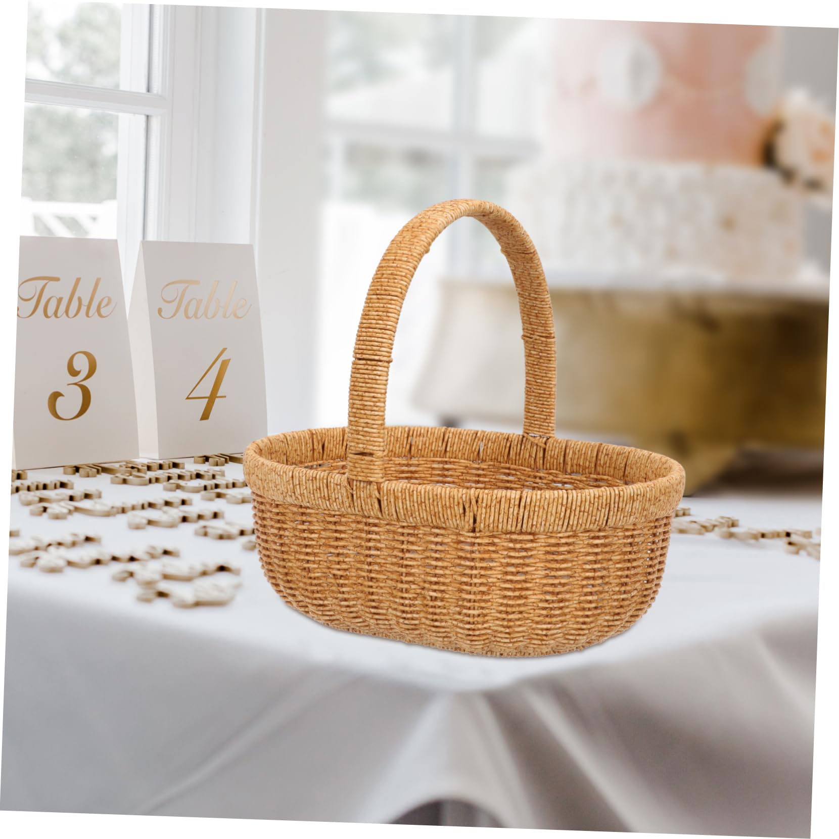 Toddmomy Cestino in Plastica Finta Rattan Cestino Portaoggetti Portatile per Alimenti e Frutta per Picnic Campeggio e Riunioni di Famiglia Contenitore Versatile e Pratico