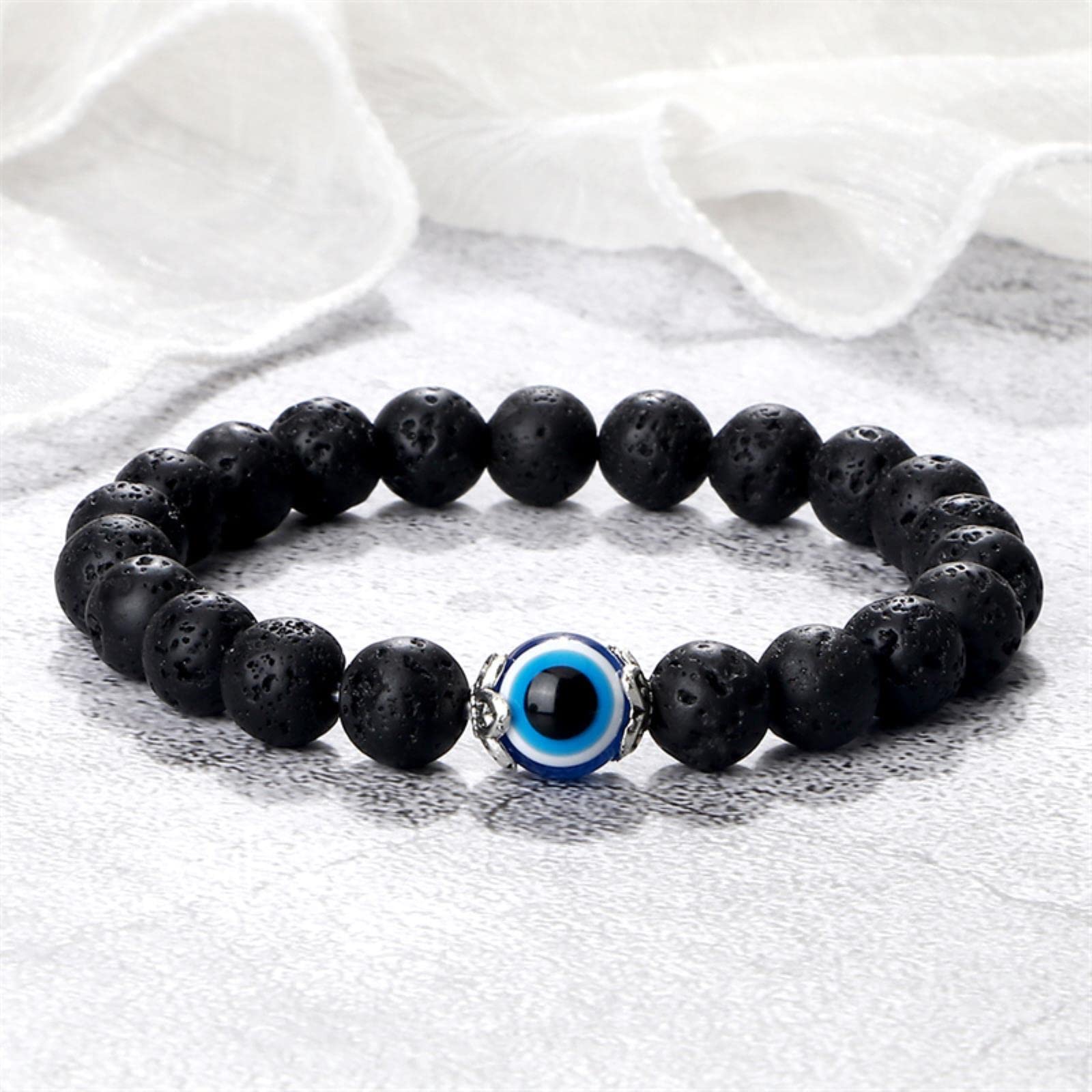 With Box]Natural Obsidian Braided Couple Bracelets A Pair Men Women Bracelets Valentine's Day