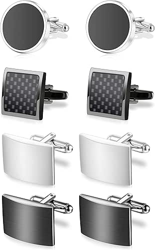 4 Pairs Cufflinks for Men Set Unique Cuff Links Mens