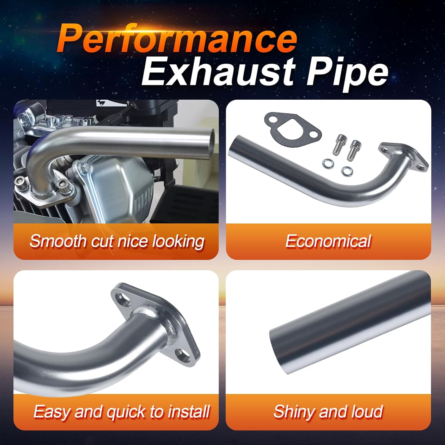 Miaowa Mini Bike Exhaust Pipe for Coleman CT200U BT200X Mini Bike,for GX160 GX200 Go Cart,for Predator 212cc 224cc 196cc Go Kart Parts