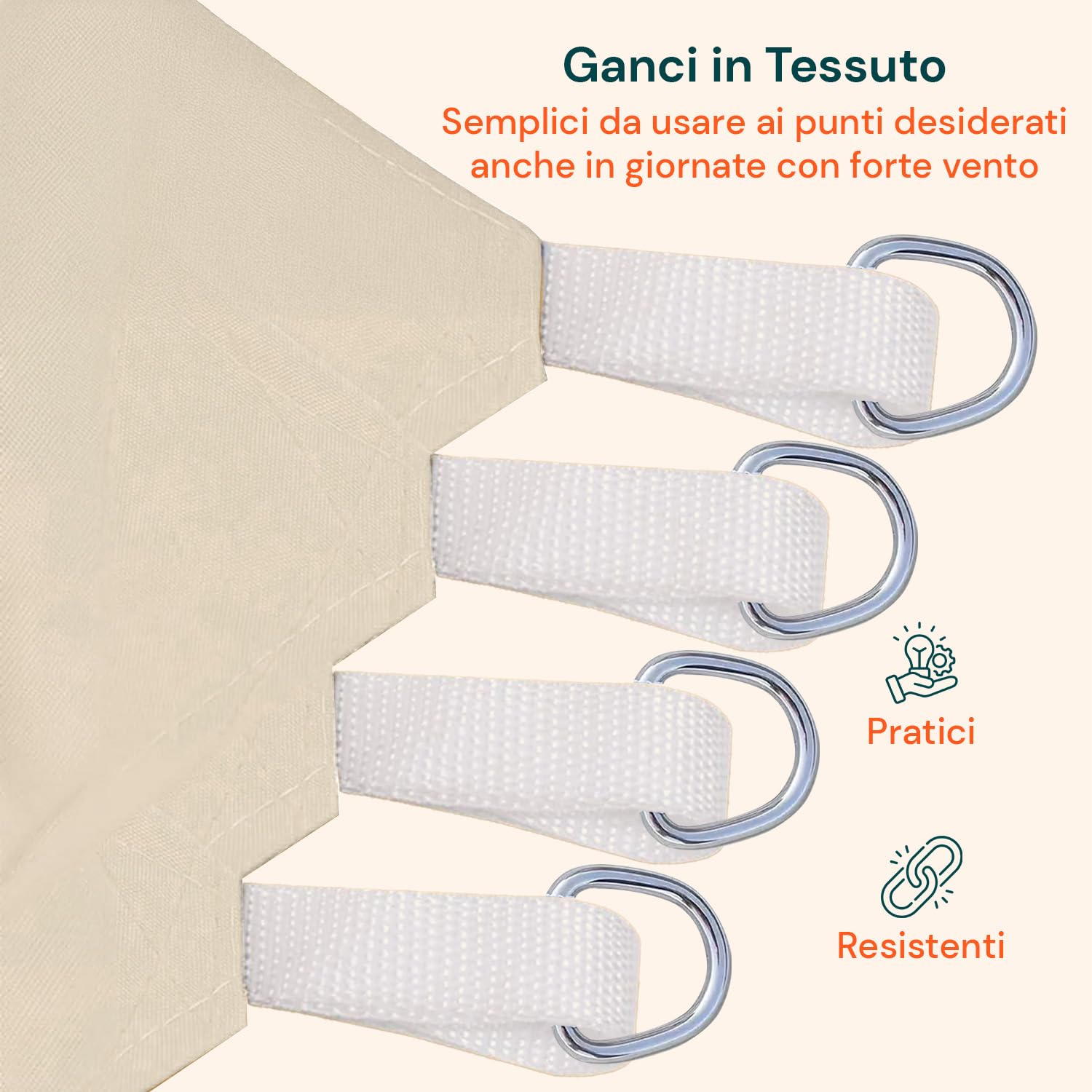 Tenda da Sole per Esterno Triangolare 5x5x5 m con Protezione UV e Pioggia - Telo Idrorepellente in Poliestere 210D - Facile da Montare