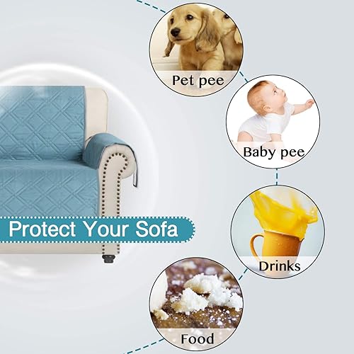 Miniatura 5 de Fundas de sofá 100 % impermeables para mascotas, protector de muebles antideslizante, repelente al agua, para perros, evita manchas, funda de sofá