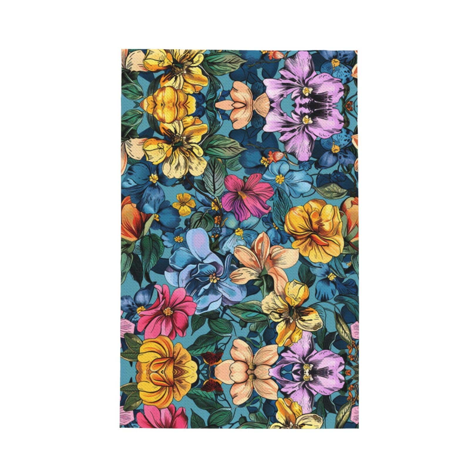 Xxahnbm Black Bold Multicolor Floral Print Waffle Kitchen Towel,Absorbent Hand Towel