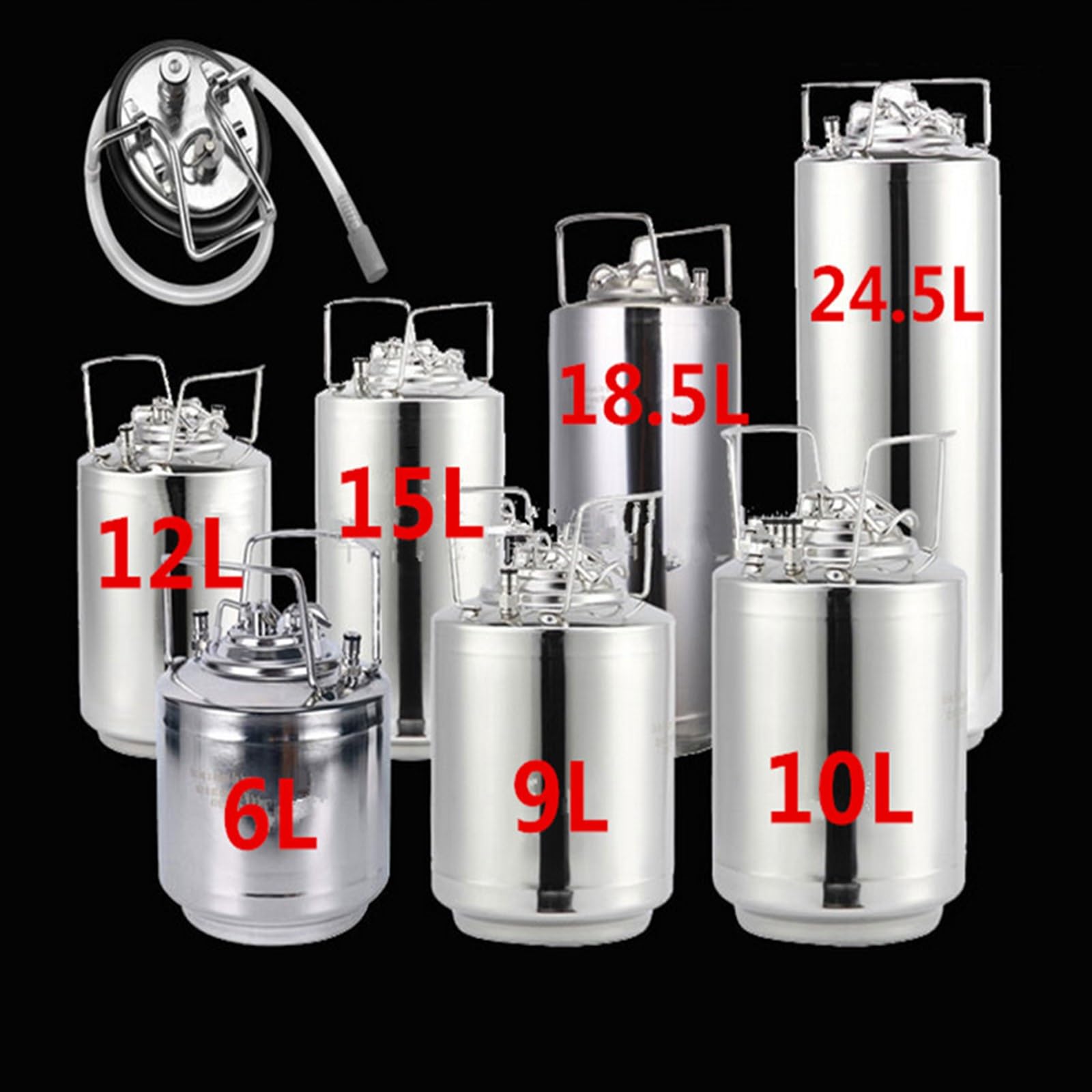 Beczka na piwo 6 do 24,5 l 304 dzbanek do kawy z azotem ze stali nierdzewnej Beer Keg Mini Keg Beer Growler Warzenie piwa(18.5L)