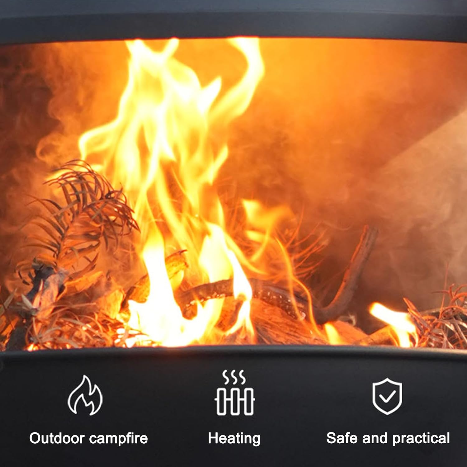 Camping Stove, Metal Wood Burning Stove, Tent Stove with Grill and Fire Rake, Suitable for Grass, Floors, Fire, and Heating