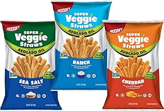 Jackson’s Super Veggie Straws™ Variety Pack (5 oz, Pack of 6) – Ranch, Cheddar, Sea Salt – Gluten Free, Made with Premium Avocado Oil, Veggie Chips, Snack Variety Pack, Veggie Straws Individual Bags